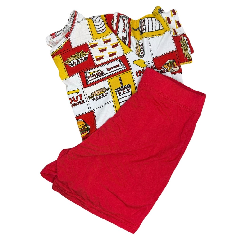 Bamboo Kids Boxy Tee & Shorts Day Wear In-N-Out Burger Set 7-8T NWT - Picture 8 of 8